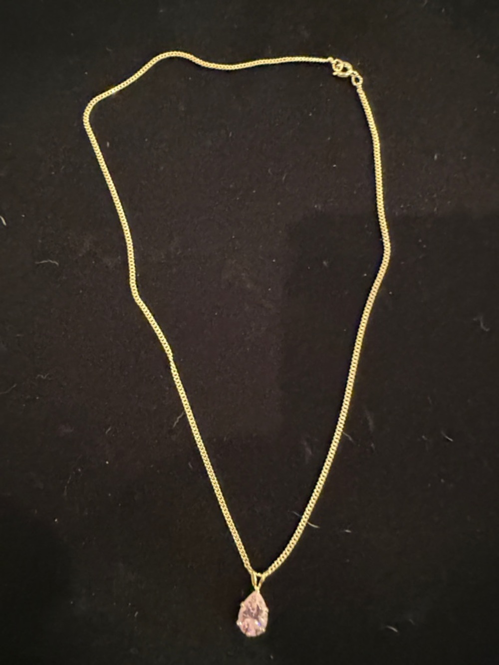 Gold Teardrop Crystal Pendant Necklace - Women Jewelry
